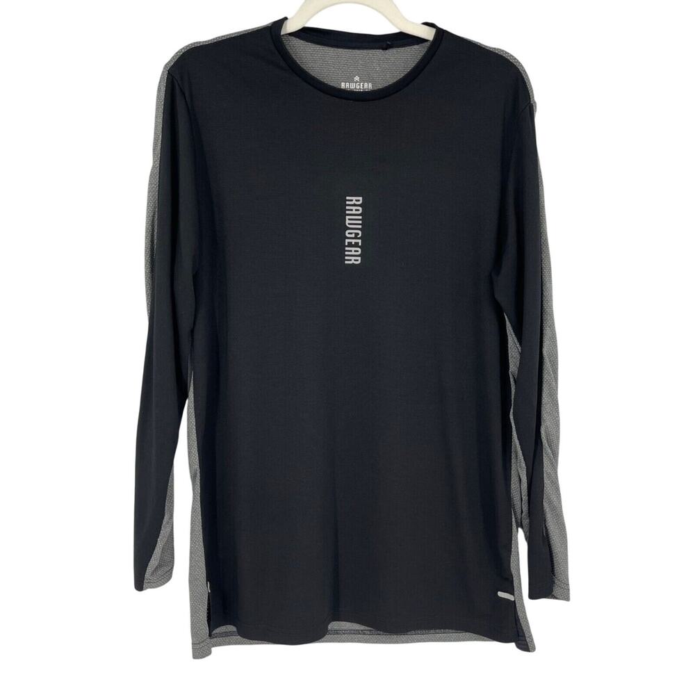 RawGear T-shirt Mens Medium Black Gray Long Sleeve Performance Workout Gym